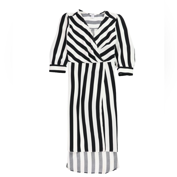 Bar III Striped Wrap Dress black and white - Picture 7 of 7